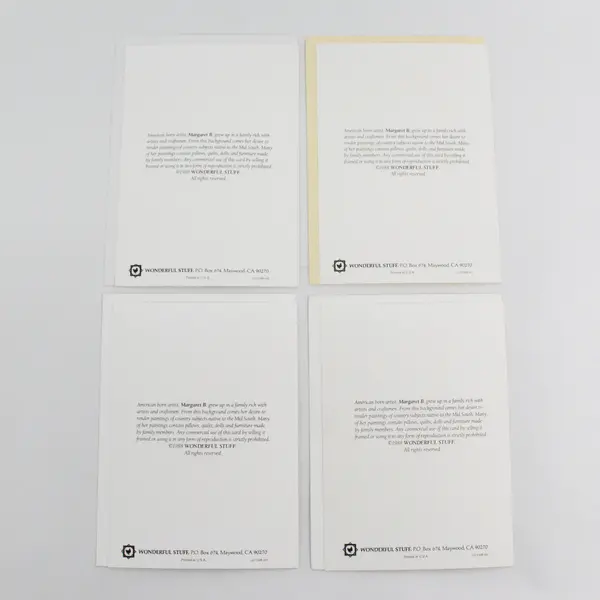 Lot of 4 Vintage 1988 Wonderful Stuff Thank You Cards Margaret B. Art UNUSED