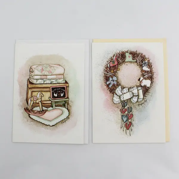 Lot of 4 Vintage 1988 Wonderful Stuff Thank You Cards Margaret B. Art UNUSED