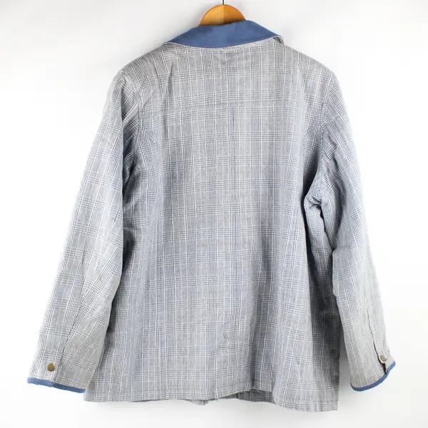 Vintage Denim & Co Men's 1X Blue Plaid Collared Full Zip/Snap Jacket