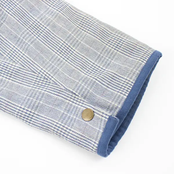 Vintage Denim & Co Men's 1X Blue Plaid Collared Full Zip/Snap Jacket