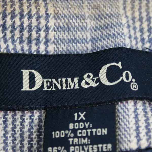 Vintage Denim & Co Men's 1X Blue Plaid Collared Full Zip/Snap Jacket