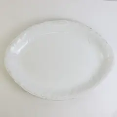 Unbranded Semi Porcelain Solid White Color Oval Platter 17.5" Long
