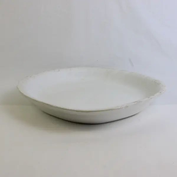 Unbranded Semi Porcelain Solid White Color Oval Platter 17.5" Long