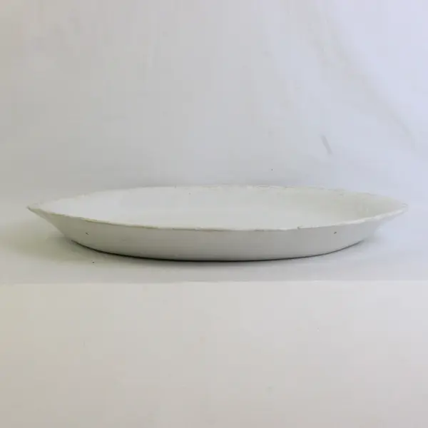 Unbranded Semi Porcelain Solid White Color Oval Platter 17.5" Long