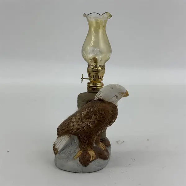 Vintage Mini Eagle Oil Lamp Figurine With The Amber Globe Made in Taiwan 