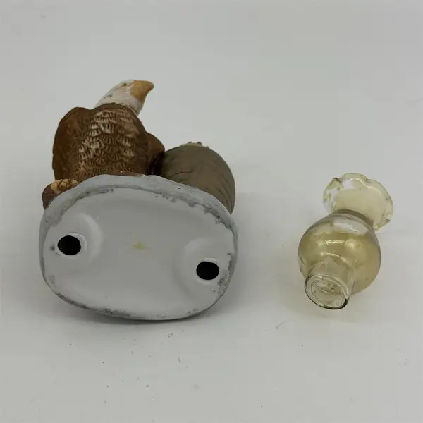 Vintage Mini Eagle Oil Lamp Figurine With The Amber Globe Made in Taiwan 