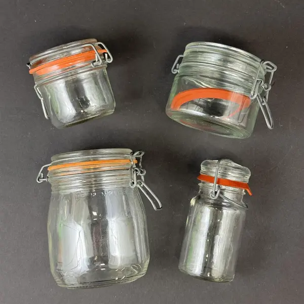 Lot of 4 Glass Jars With Rubber Seals And Bail Lids