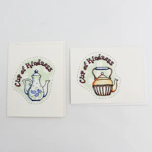 Lot of 5 Handmade Cup Of Kindness Blank Notecards