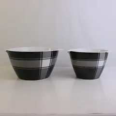 Lot of 2  Threshold Melamine Nesting Mixing Bowls Gray Plaid  Dishwasher Safe
