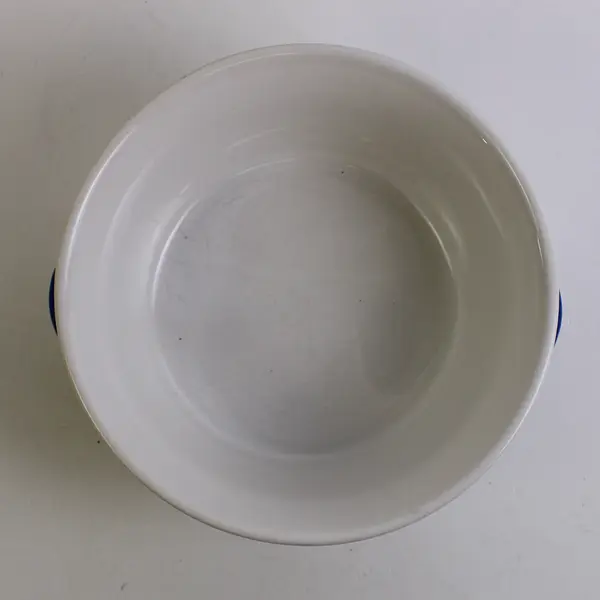 Vintage Chicken Soup Bowl FTDA 1985 Korea Ceramic Blue Handled Dish