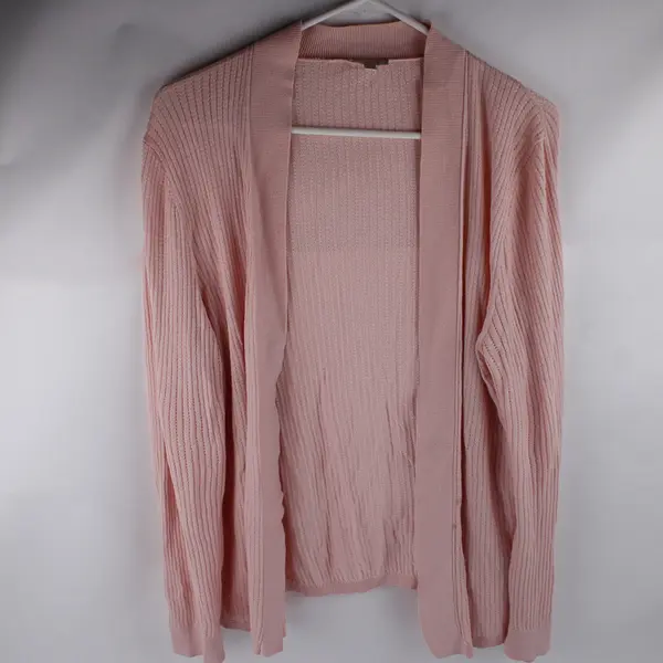 Talbots Women’s L Baby Pink Open Front Long Sleeve Knit Cardigan