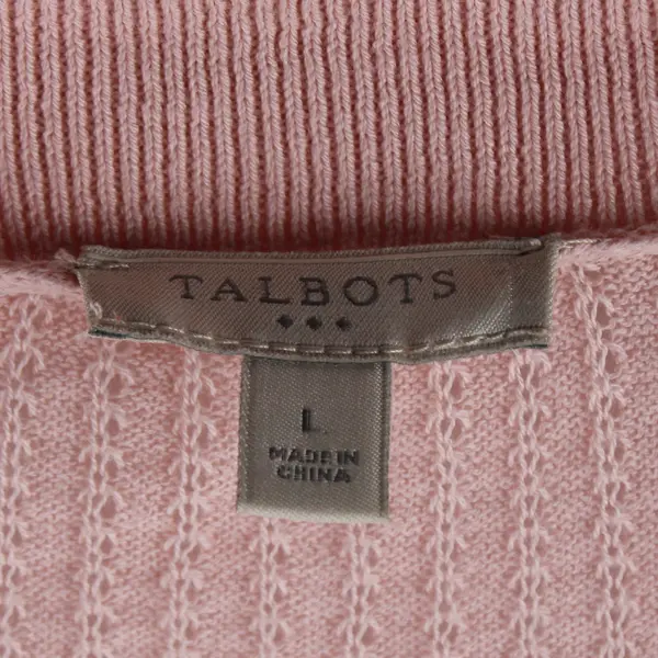 Talbots Women’s L Baby Pink Open Front Long Sleeve Knit Cardigan