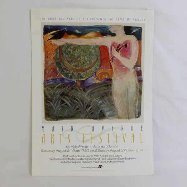 1998 Durango Main Avenue Arts Festival Poster Colorado 5th Annual