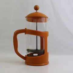 Chefmate Orange Plastic/Clear Glass French Press Coffee Maker 9.75" Tall