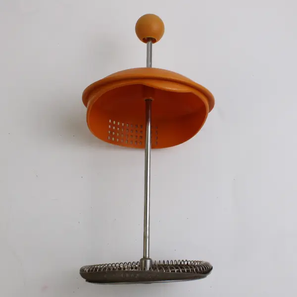 Chefmate Orange Plastic/Clear Glass French Press Coffee Maker 9.75" Tall