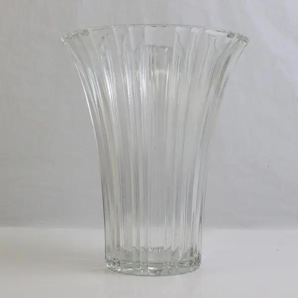 Wide Mouth Clear Glass Sturdy Ribbed Vase 7" Tall