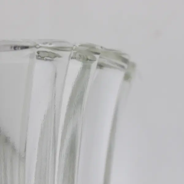 Wide Mouth Clear Glass Sturdy Ribbed Vase 7" Tall