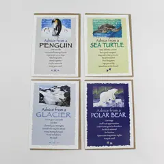 Lot of 4 Advice For Life Greeting Cards with Envelopes Penguin Turtle Polar Bear