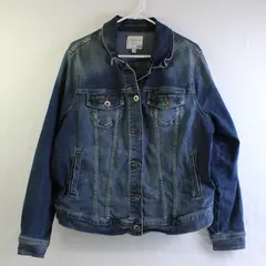 Torrid Women's 2 Plus Medium Wash Button Up Long Sleeve Denim Jacket