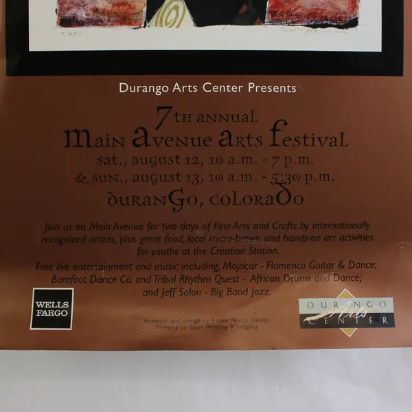 2000 Durango Main Avenue Arts Festival Poster Colorado 7th Annual
