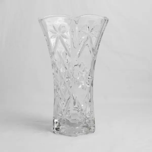 Vintage Anchor Hocking EAPC Clear Glass Flower Vase Star of David