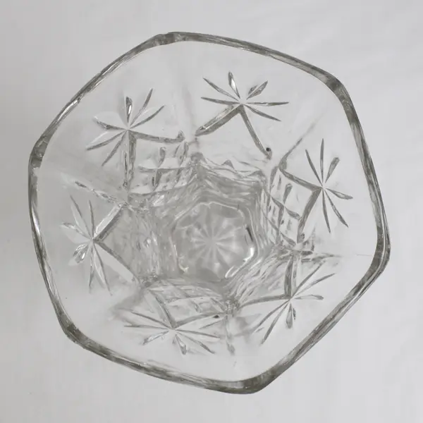 Vintage Anchor Hocking EAPC Clear Glass Flower Vase Star of David