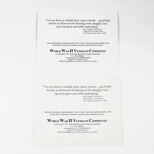 Lot Of 2 Eisenhower Addressing D-Day Troops WWII Veterans Committee Reprints