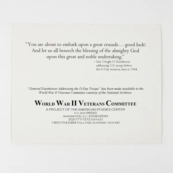 Lot Of 2 Eisenhower Addressing D-Day Troops WWII Veterans Committee Reprints