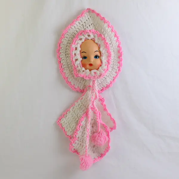 Vintage Crocheted Girl Baby Doll Face Potholder
