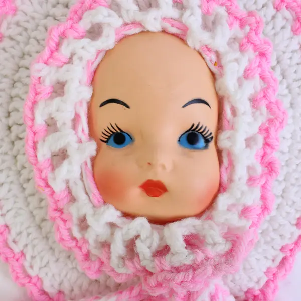 Vintage Crocheted Girl Baby Doll Face Potholder