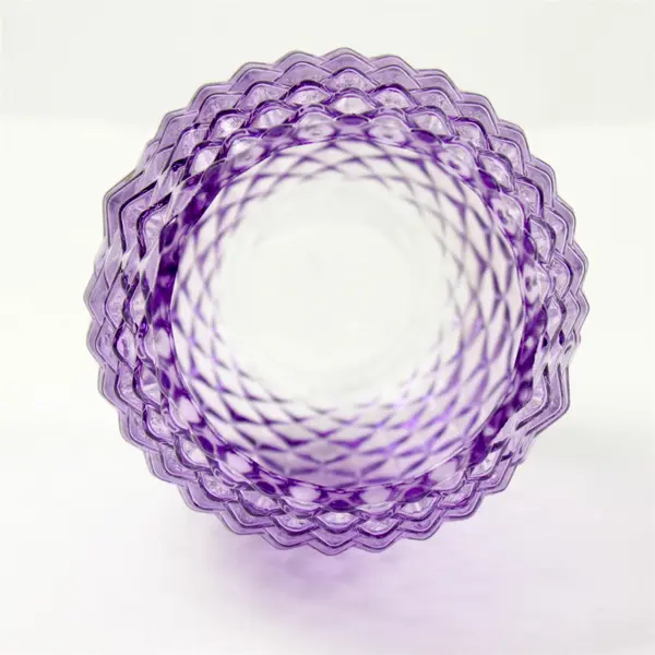 Purple Glass Diamond Point Pineapple Shaped Vase 8" Tall