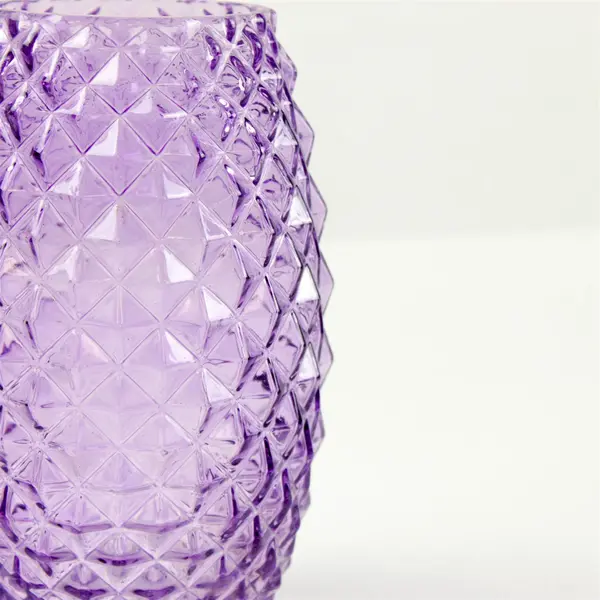 Purple Glass Diamond Point Pineapple Shaped Vase 8" Tall