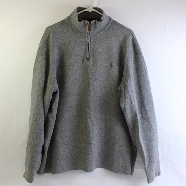 Polo Ralph Lauren Men's XL Gray Long Sleeve Mock Neck 1/4 Zip Pullover