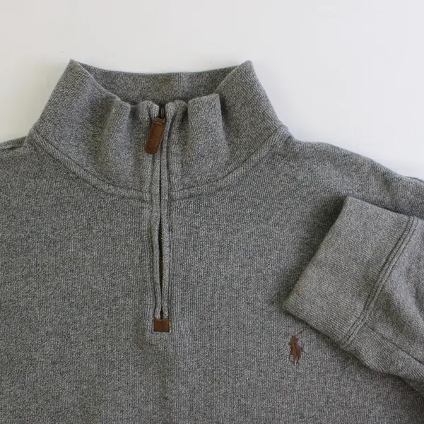 Polo Ralph Lauren Men's XL Gray Long Sleeve Mock Neck 1/4 Zip Pullover