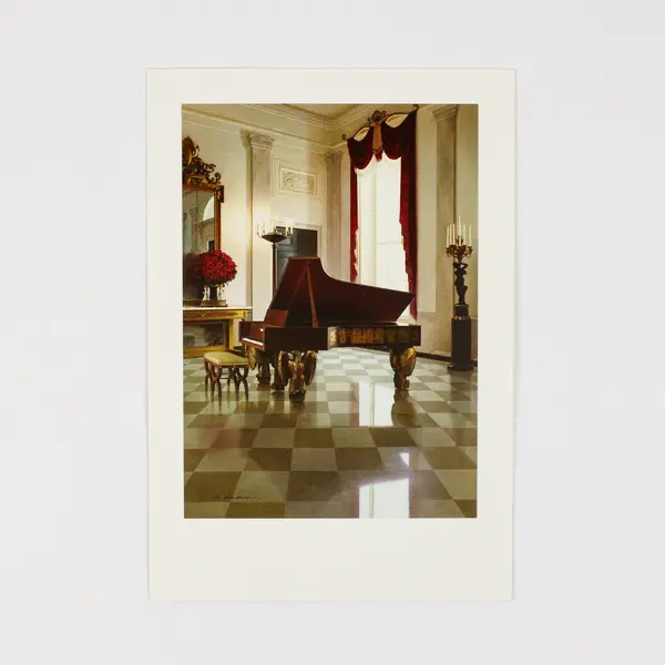 2002 Official President George Bush White House Holiday Card Grand Foyer Piano 