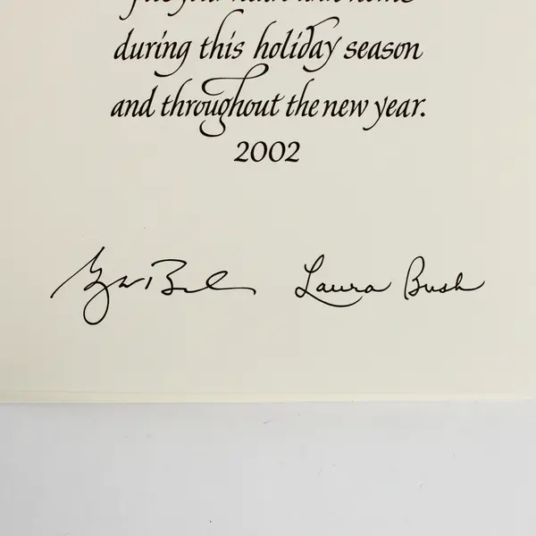 2002 Official President George Bush White House Holiday Card Grand Foyer Piano 