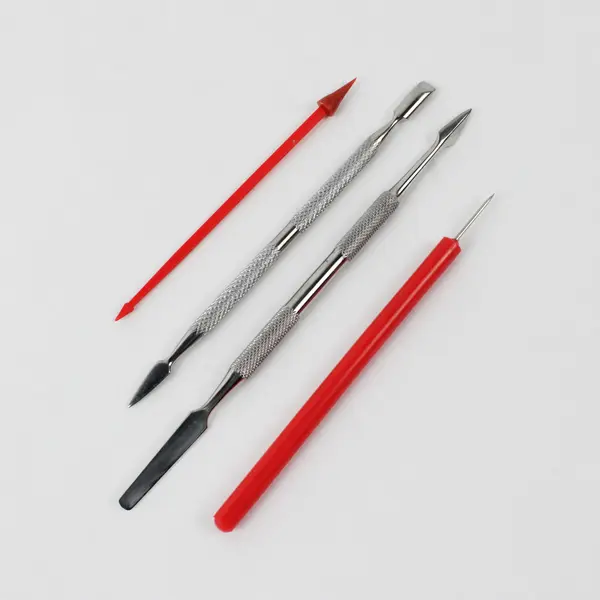 Assorted Small Clay Hand Tools, 11 Pieces Including Template