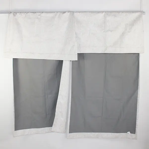 Pair of Mainstays Jacquard Black Out Beige Botanical Curtain Drape Panels