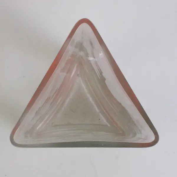 Three Sided Vase Clear Glass Frosted Butterflies 7” Tall