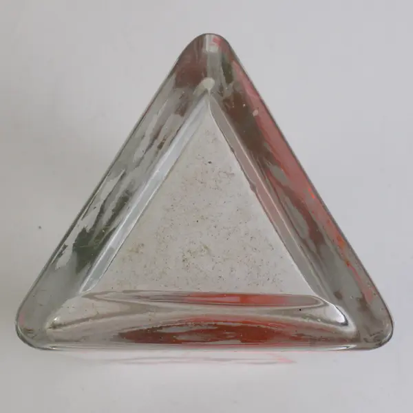 Three Sided Vase Clear Glass Frosted Butterflies 7” Tall