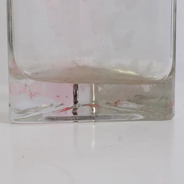 Three Sided Vase Clear Glass Frosted Butterflies 7” Tall