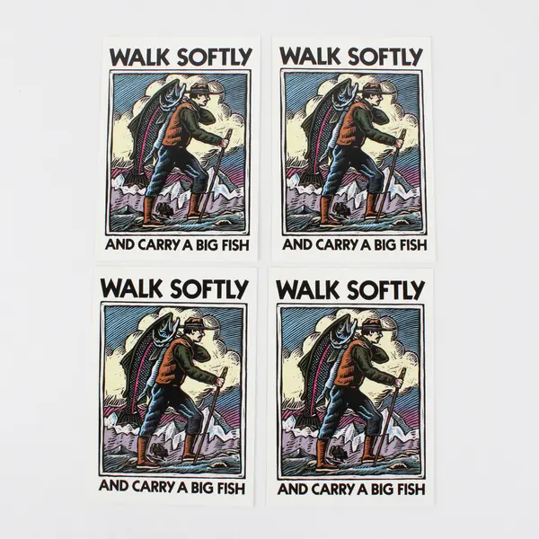 Set of 4 Alaska-Themed Postcards: Walk Softly and Carry a Big Fish New