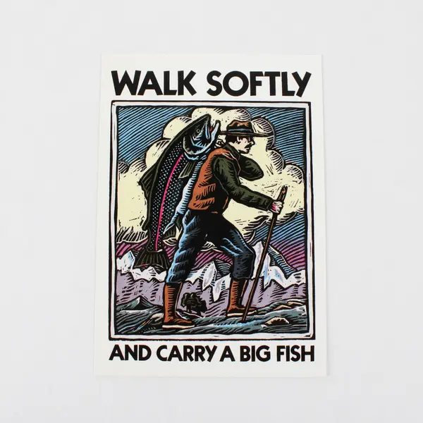 Set of 4 Alaska-Themed Postcards: Walk Softly and Carry a Big Fish New