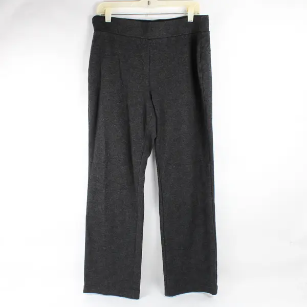 Time & Tru Women's L Black and Gray Check Pattern Elastic Waist Dress Pants