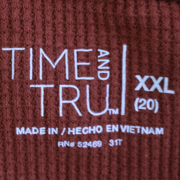 Time & Tru Women's XXL Burnt Orange Cotton Blend Long Sleeve Undershirt