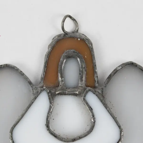 Hanging Stained Glass Angel Ornament/Suncatcher White and Silver
