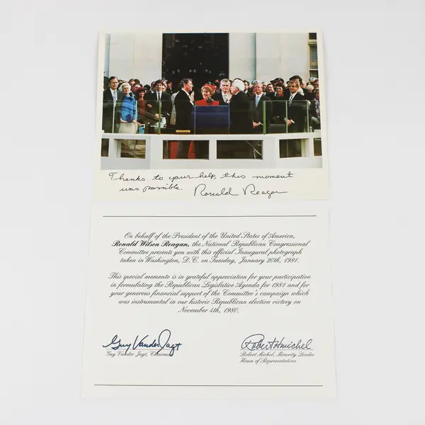 Ronald Reagan 1981 Presidential Inauguration Official Photo Includes NRCC Letter