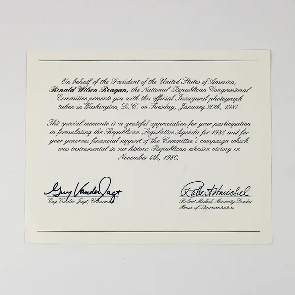 Ronald Reagan 1981 Presidential Inauguration Official Photo Includes NRCC Letter
