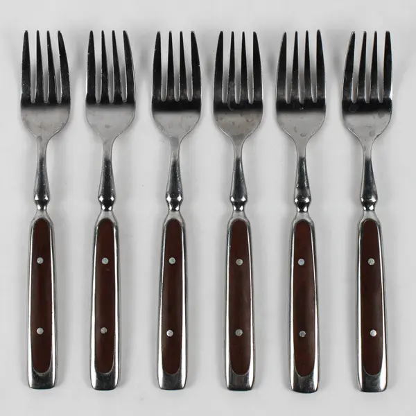 Lot Of 6 Hampton Silversmiths Bistro-Brown (Stainless) Flatware Salad Forks 7"