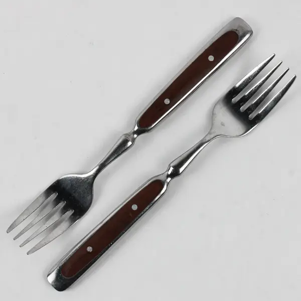 Lot Of 6 Hampton Silversmiths Bistro-Brown (Stainless) Flatware Salad Forks 7"